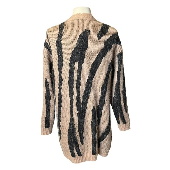 Vero Moda Zelma Coatigan Cardigan Super Soft Long Length Pockets Large Tan Black - Picture 5 of 10
